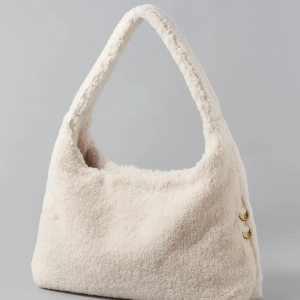 American Eagle Outfitters Cream Faux Shearling Hobo Bag